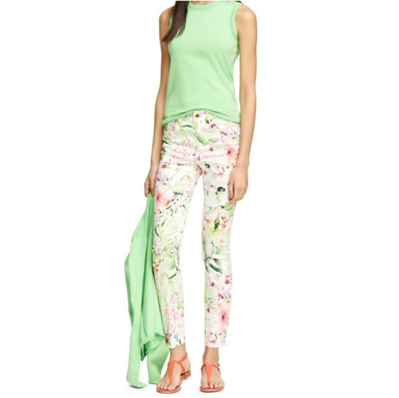 Brooks Brothers Natalie Fit Floral Green Pants 8 - Picture 14 of 15